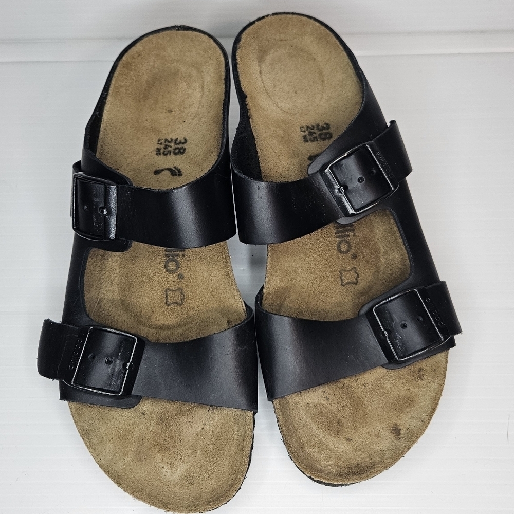 Birkenstock Black Leather Cork Wedge Sandals Women’s Size 38 (US 7)